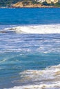 Extremely huge big surfer waves at beach Puerto Escondido Mexico Royalty Free Stock Photo