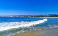 Extremely huge big surfer waves at beach Puerto Escondido Mexico Royalty Free Stock Photo