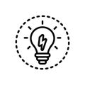 Black line icon for Extremely, bulb and creative