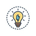 Color illustration icon for Extremely, bulb and creative