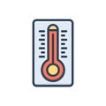 Color illustration icon for Extremely, thermometer and celsius