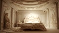 Extremely ornate bed with a carving Generative AI