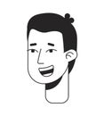 Extremely overjoyed young man monochrome flat linear character head