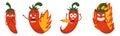 Extremely Super Hot Red Spicy Chilli Pepper Character. Hot Mexican Jalapeno With Smiling Or Yelling Face, Cayenne Chili Royalty Free Stock Photo