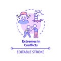 Extremes in conflicts concept icon