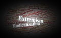 Extremism and Radicalization Word Cloud. Key Terms for Countering Violent Ideologies Royalty Free Stock Photo