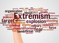 Extremism word cloud and hand with marker concept Royalty Free Stock Photo