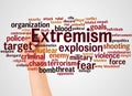 Extremism word cloud and hand with marker concept