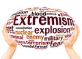 Extremism word cloud hand sphere concept