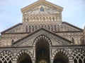 Facade of the romanesque cathedral of Amalfi in Italy. Royalty Free Stock Photo