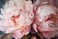 Extrime close-up, oil painting of blooming peony flowers, generative ai Royalty Free Stock Photo