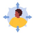 Extrovert individuality. Extraversion character enjoying communication with