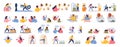 Extrovert individuality set. Extraversion character enjoying communication