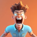 The extroverted student, radiating energy and enthusiasm with a boisterous laugh and animated gestures digital character