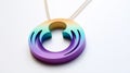 Extruded Design Rainbow Pendant Necklace With Hollow Circle