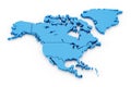 Extruded map of north america with national