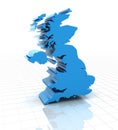 Extruded United Kingdom UK map Royalty Free Stock Photo