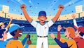 Exuberant Baseball Player Celebrating Victory with Teammates at Stadium Royalty Free Stock Photo