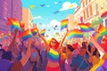 Joyful Diversity: LGBT+ Community Celebrating at a Gay Pride Parade