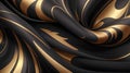 Exude Elegance with Our Luxurious Black Satin Silk Swirl Wave Texture Backdrop.