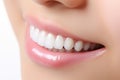 Exuding Radiance: Captivating Close-up of a Woman& x27;s Perfectly White Teeth and Joyful Smile