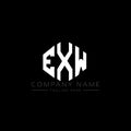 EXW letter logo design with polygon shape. EXW polygon and cube shape logo design. EXW hexagon vector logo template white and Royalty Free Stock Photo