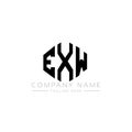 EXW letter logo design with polygon shape. EXW polygon and cube shape logo design. EXW hexagon vector logo template white and Royalty Free Stock Photo