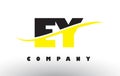 EY E Y Black and Yellow Letter Logo with Swoosh.