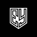 EY Logo monogram shield geometric black line inside white shield color design