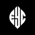 EYC circle letter logo design with circle and ellipse shape. EYC ellipse letters with typographic style. The three initials form a Royalty Free Stock Photo