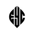 EYC circle letter logo design with circle and ellipse shape. EYC ellipse letters with typographic style. The three initials form a Royalty Free Stock Photo
