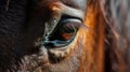 Eye of Arabian bay horse. AI Generative