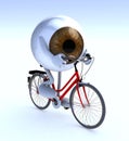 Eye with arms and legs riding a bycicle