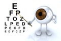 eye with arms and legs showing the letters of the table optometric Royalty Free Stock Photo