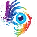 Eye art and splash eyelashes on white background Royalty Free Stock Photo
