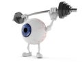 Eye ball character lifting heavy barbell