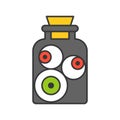 eye ball in jar, voodoo black magic, Halloween related icon outline design editable stroke