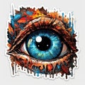 eye big tattoo sticker illustration Halloween scary creepy horror crazy devil