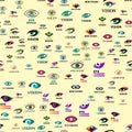 Eye blinker seamless pattern vision daylight glimmer template keeker light peeper company vector illustration Royalty Free Stock Photo