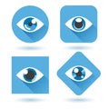 Eye blue flat icons set Royalty Free Stock Photo