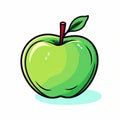 Eye-catching Apple Cartoon Icon Vector Illustration In Bold Colors