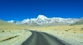 Eye catching Black Road goes to Snow Caped Mountain, lachen sikkim india, Just Like Road to Haven Royalty Free Stock Photo