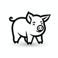 Eye-catching Black And White Cartoon Pig Icon