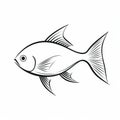 Eye-catching Black And White Fish Outline Illustration