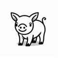 Eye-catching Black And White Pig Icon In Flawless Line Work Style