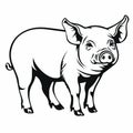 Eye-catching Black And White Pig Outline Svg Cutout Shape