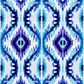 Eye-catching Blue And White Ikat Pattern On Shaped Canvas