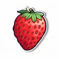 Eye-catching Cartoon Strawberry Sticker On White Background