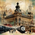 Eye-catching collage of vintage train stations