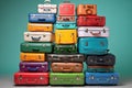 Eye-catching Colorful travel suitcase. Generate Ai